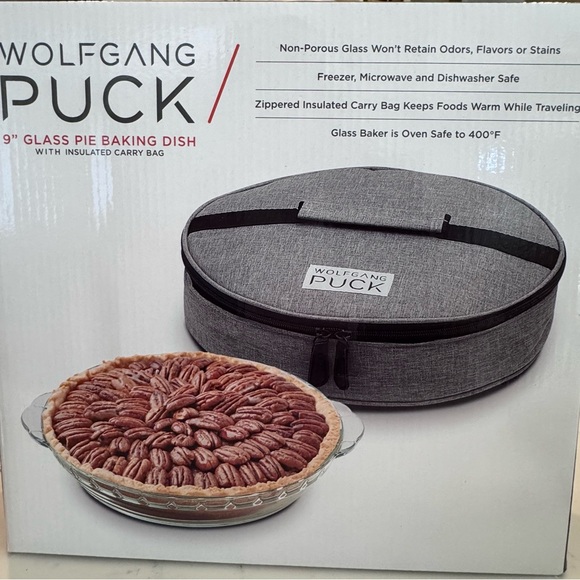 ***NEW Wolfgang Puck 3.6 qt Rectangular Glass Baker & 9” Glass Pie Baking Dish - Picture 4 of 6